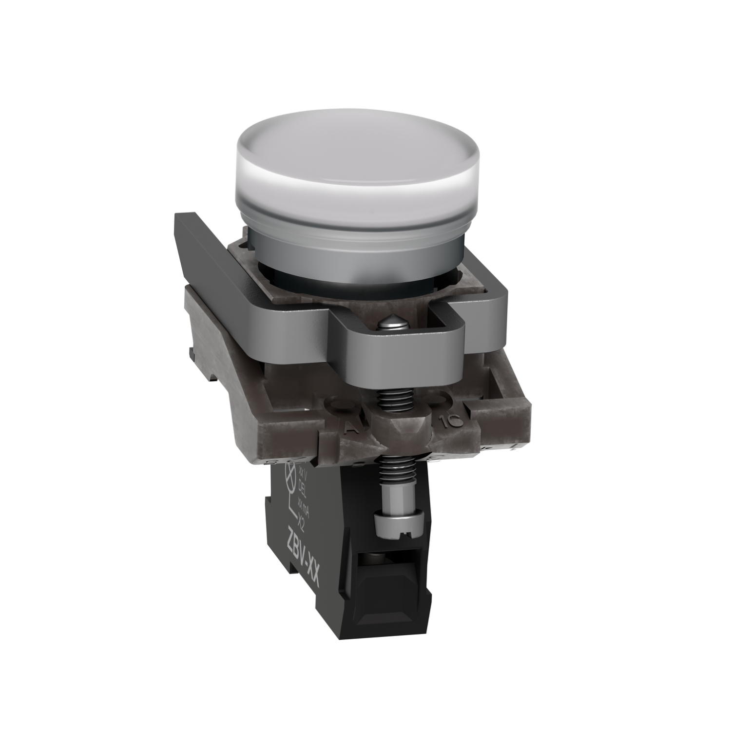 Schneider XB4BVM1 Harmony | Pilot light, metal, white, Ø22, plain lens with integral LED, 230...240 VAC - Image 6